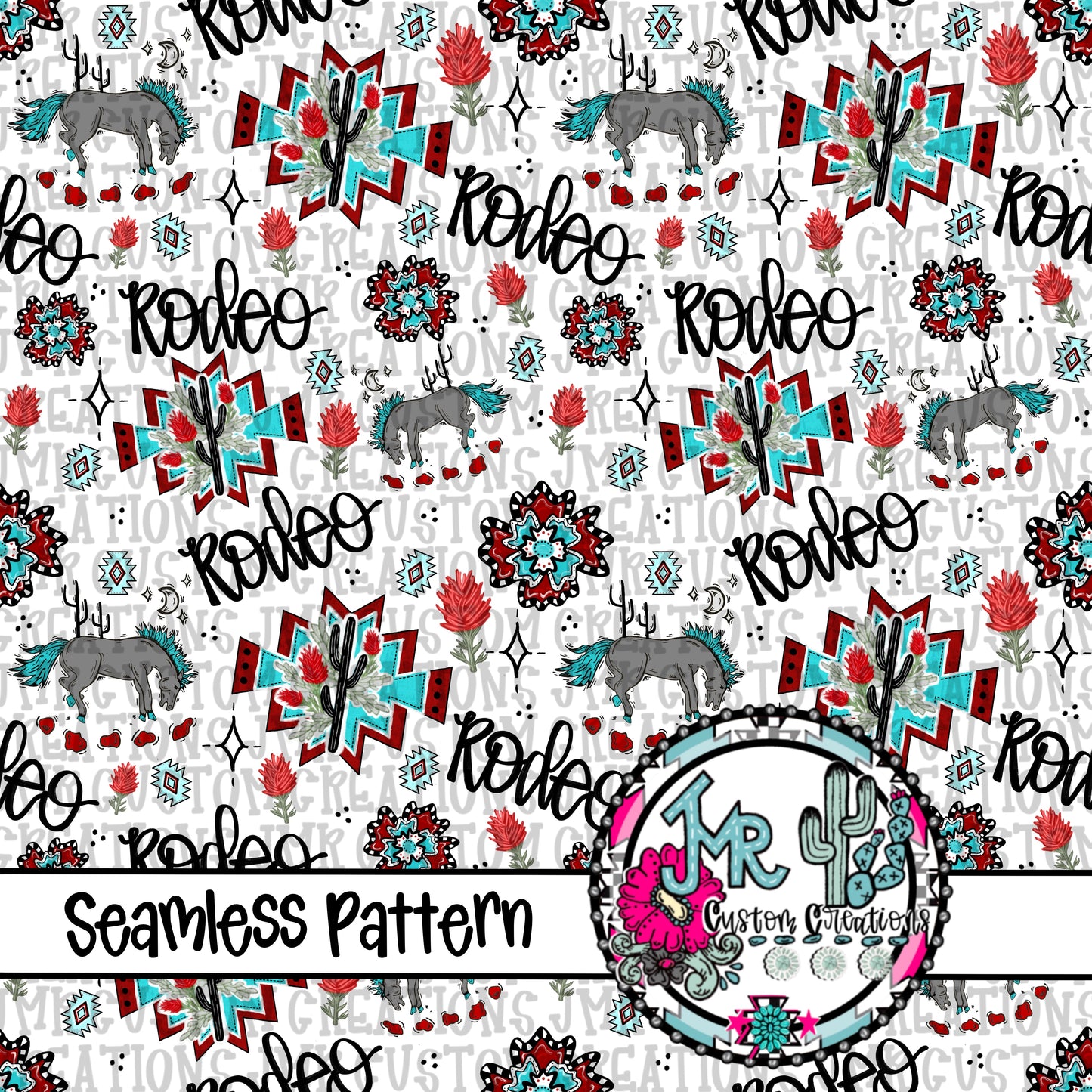 Western Rodeo Indian Paintbrush Seamless Pattern DIGITAL DESIGN