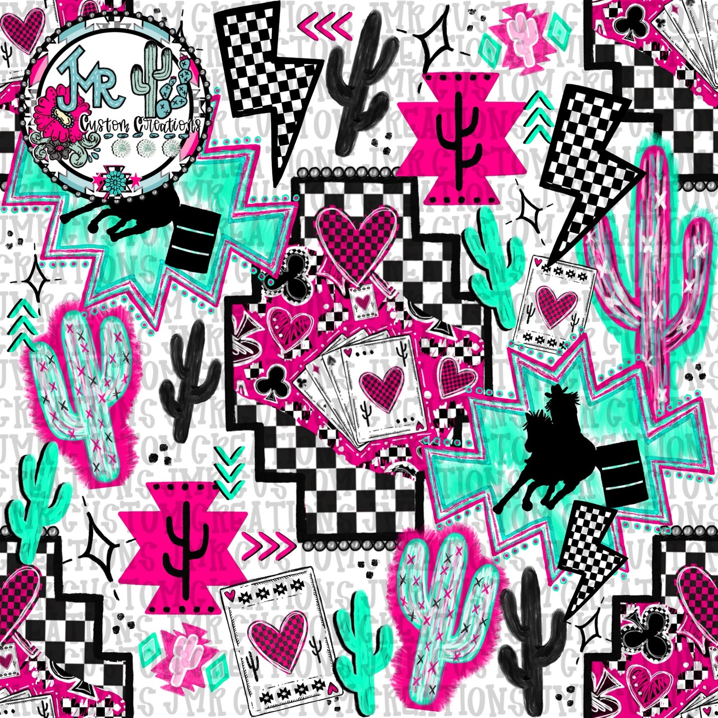 Punchy Western Seamless Pattern DIGITAL DESIGN-Barrel Racing