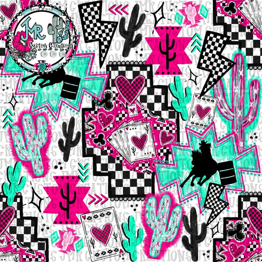 Punchy Western Seamless Pattern DIGITAL DESIGN-Barrel Racing