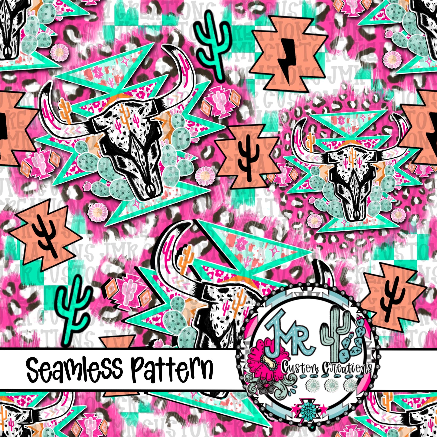 Western Skull Seamless Pattern DIGITAL DESIGN