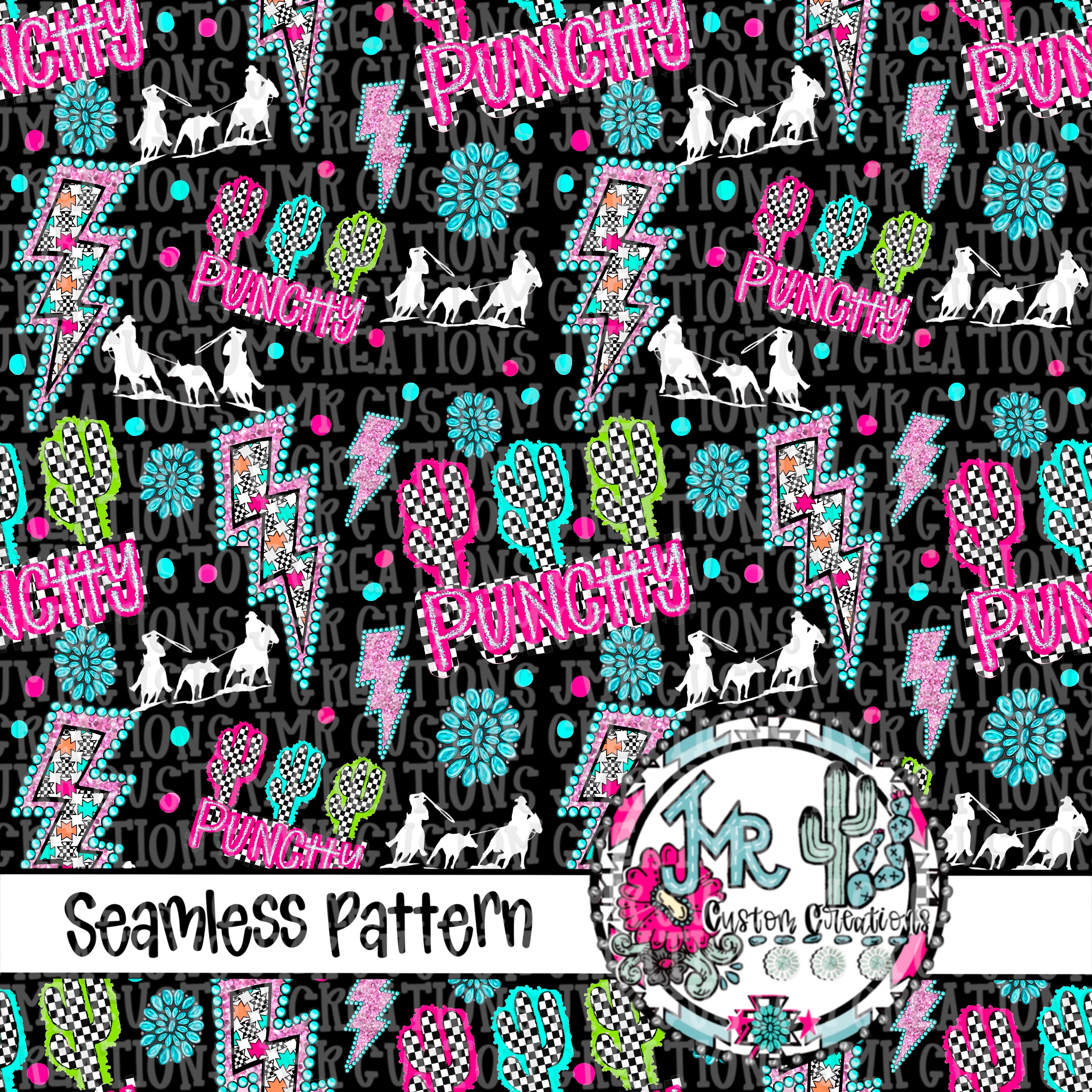 Western Punchy Team Roping Seamless Pattern DIGITAL DESIGN- black – JMR ...
