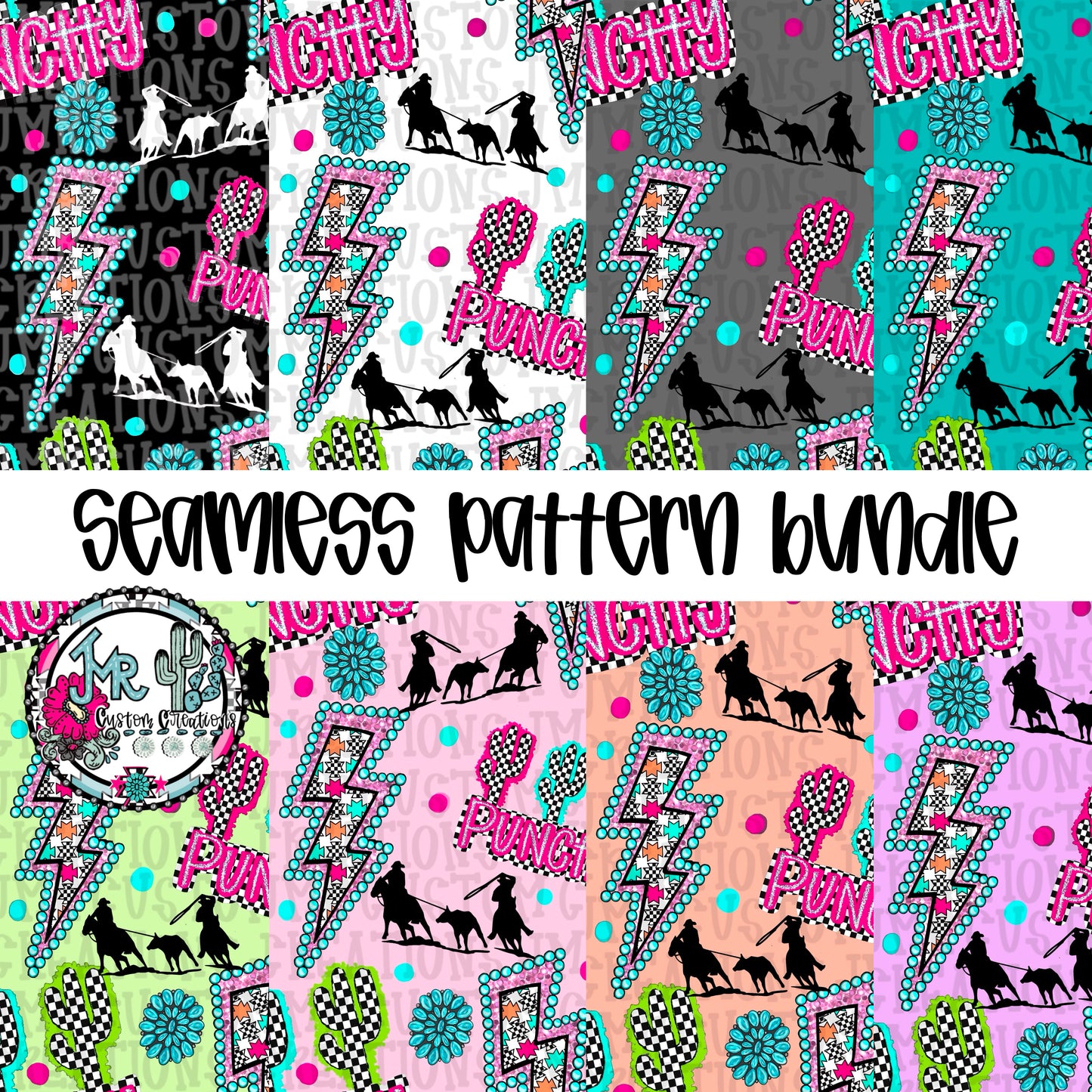 BUNDLE of ALL Western  Punchy Team Roping Seamless Pattern DIGITAL DESIGNS