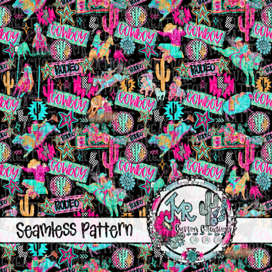 Neon Rodeo MIX-ALLrodeo events- Seamless Pattern DIGITAL DESIGN