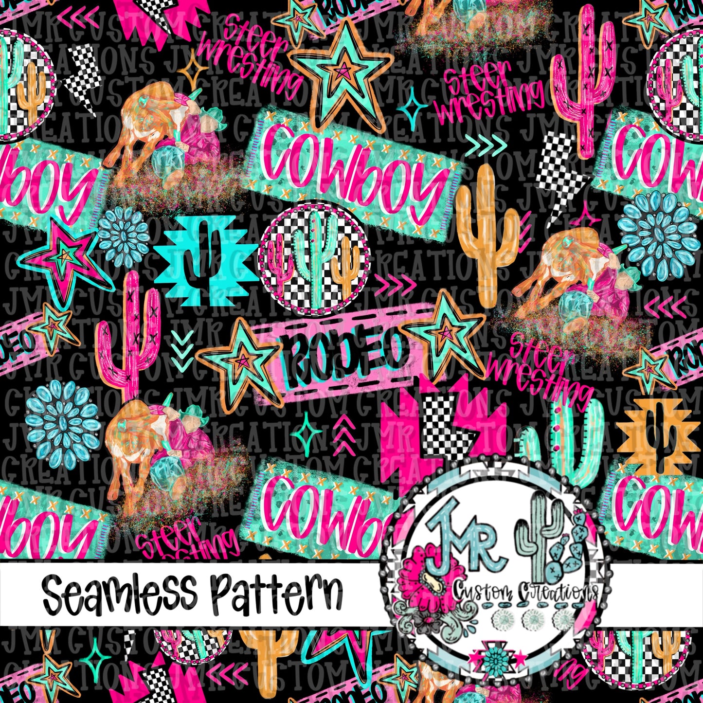 NEON RODEO SEAMLESS BUNDLE-all 12 Designs, Limited Commercial Release, 4 BONUS COLORS not available anywhere else!