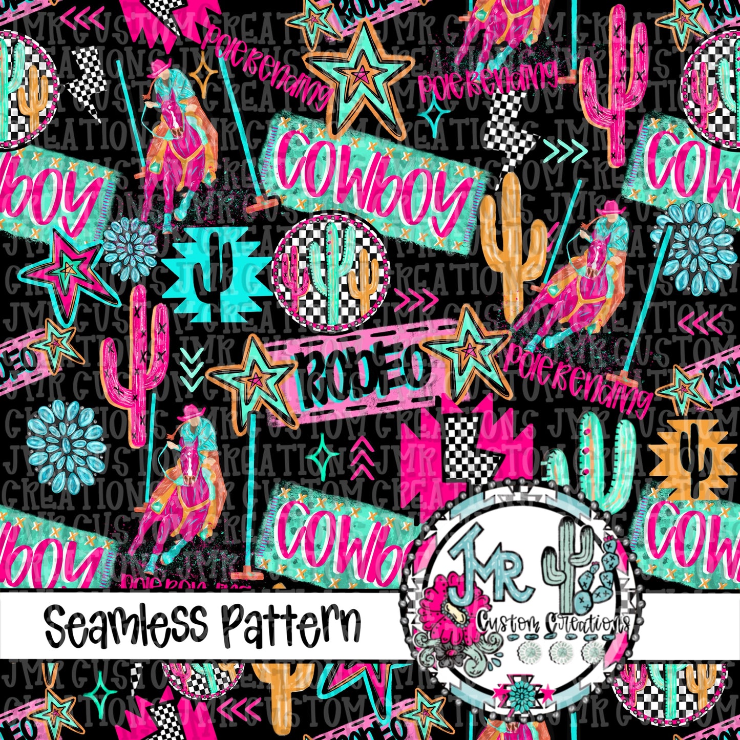 NEON RODEO SEAMLESS BUNDLE-all 12 Designs, Limited Commercial Release, 4 BONUS COLORS not available anywhere else!