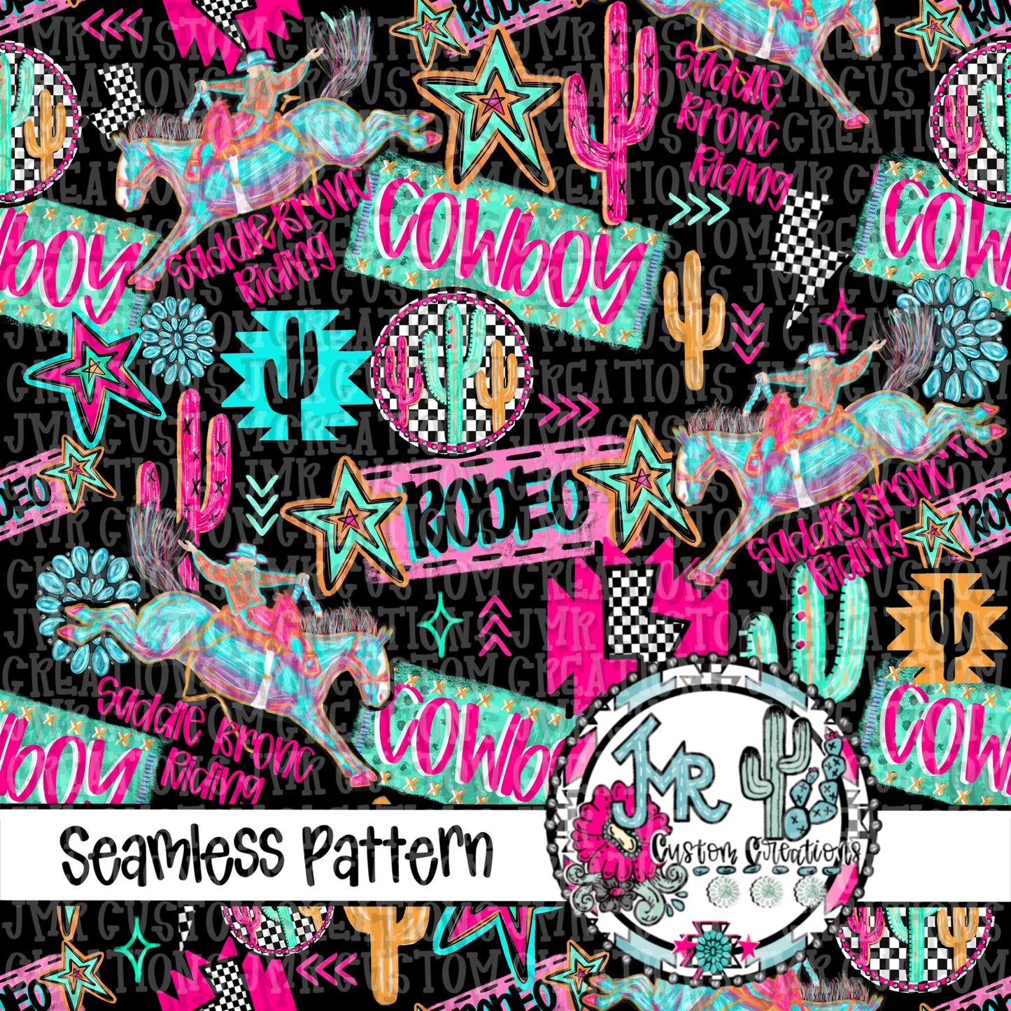 NEON RODEO SEAMLESS BUNDLE-all 12 Designs, Limited Commercial Release, 4 BONUS COLORS not available anywhere else!