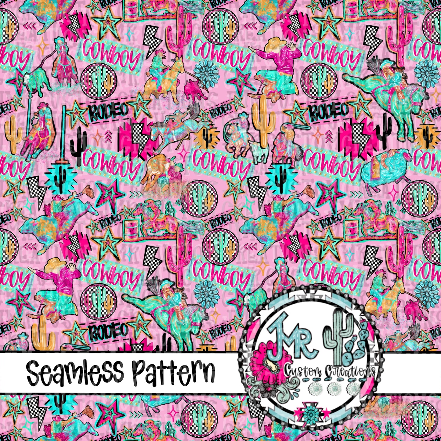 NEON RODEO SEAMLESS BUNDLE-all 12 Designs, Limited Commercial Release, 4 BONUS COLORS not available anywhere else!