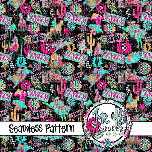 NEON RODEO SEAMLESS BUNDLE-all 12 Designs, Limited Commercial Release, 4 BONUS COLORS not available anywhere else!