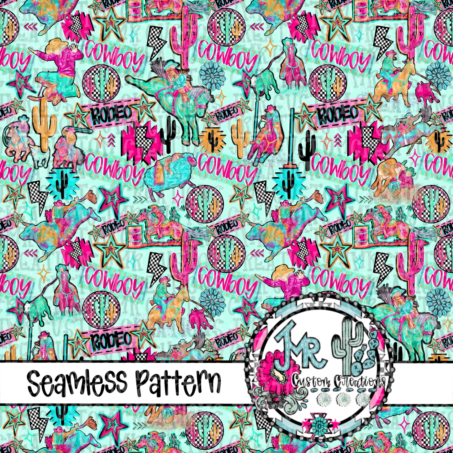 NEON RODEO SEAMLESS BUNDLE-all 12 Designs, Limited Commercial Release, 4 BONUS COLORS not available anywhere else!