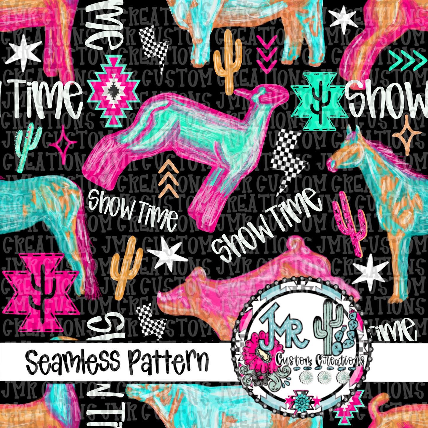 Neon Show Animal Seamless Pattern DIGITAL DESIGN