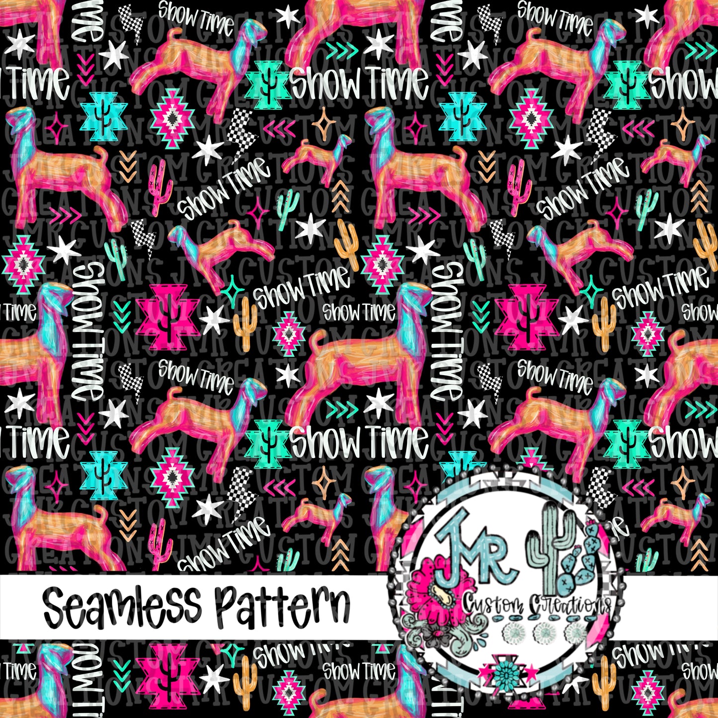 Neon Show Animal- Goats-Seamless Pattern DIGITAL DESIGN
