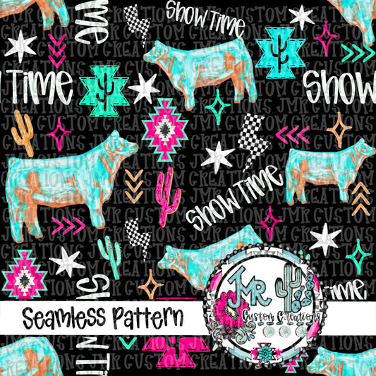 Neon Show Animal STEER-Seamless Pattern DIGITAL DESIGN