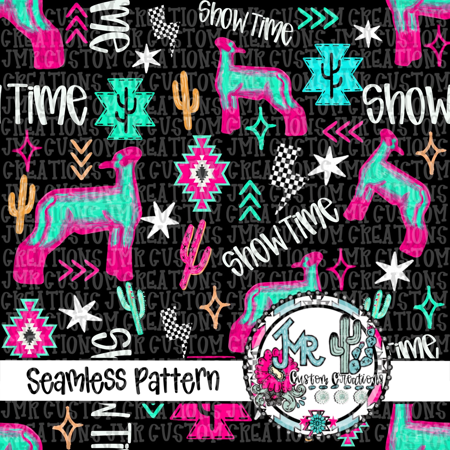 Neon Show Animal- Lamb-Seamless Pattern DIGITAL DESIGN