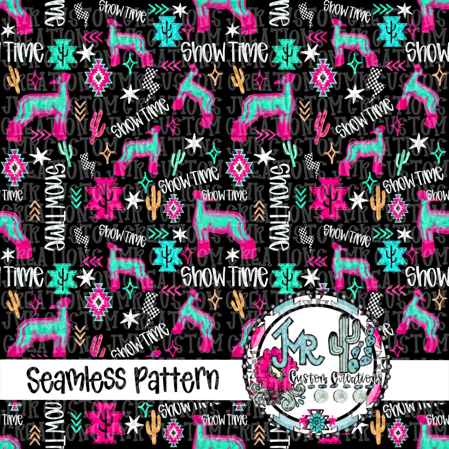 Neon Show Animal- Lamb-Seamless Pattern DIGITAL DESIGN