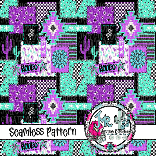 Western Patchwork Seamless Pattern DIGITAL DESIGN- in TWO Colors