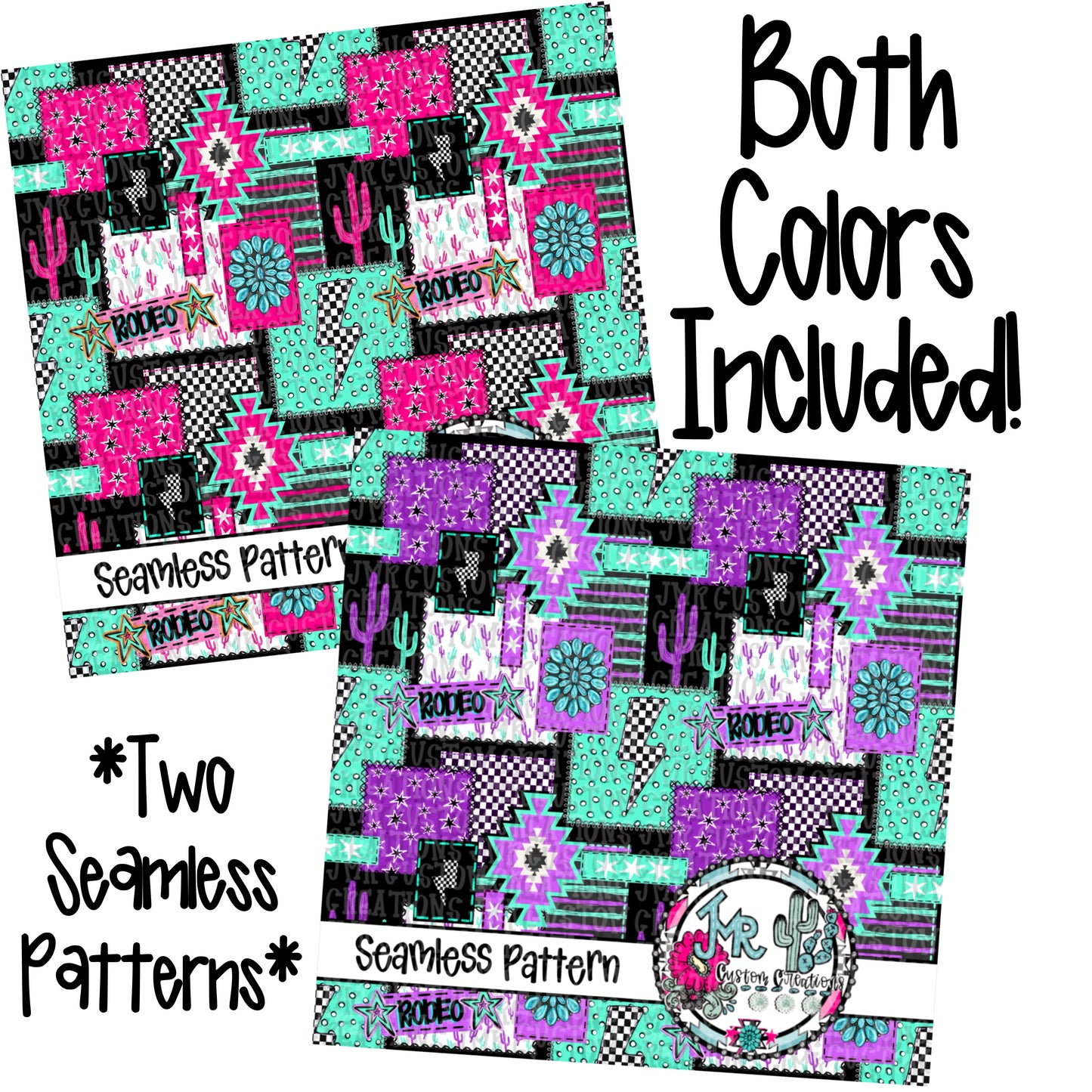 Western Patchwork Seamless Pattern DIGITAL DESIGN- in TWO Colors