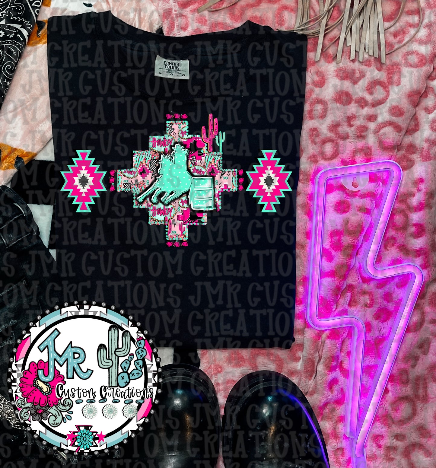 Barrel Racer Western Aztec Neon DIGITAL Design PNG