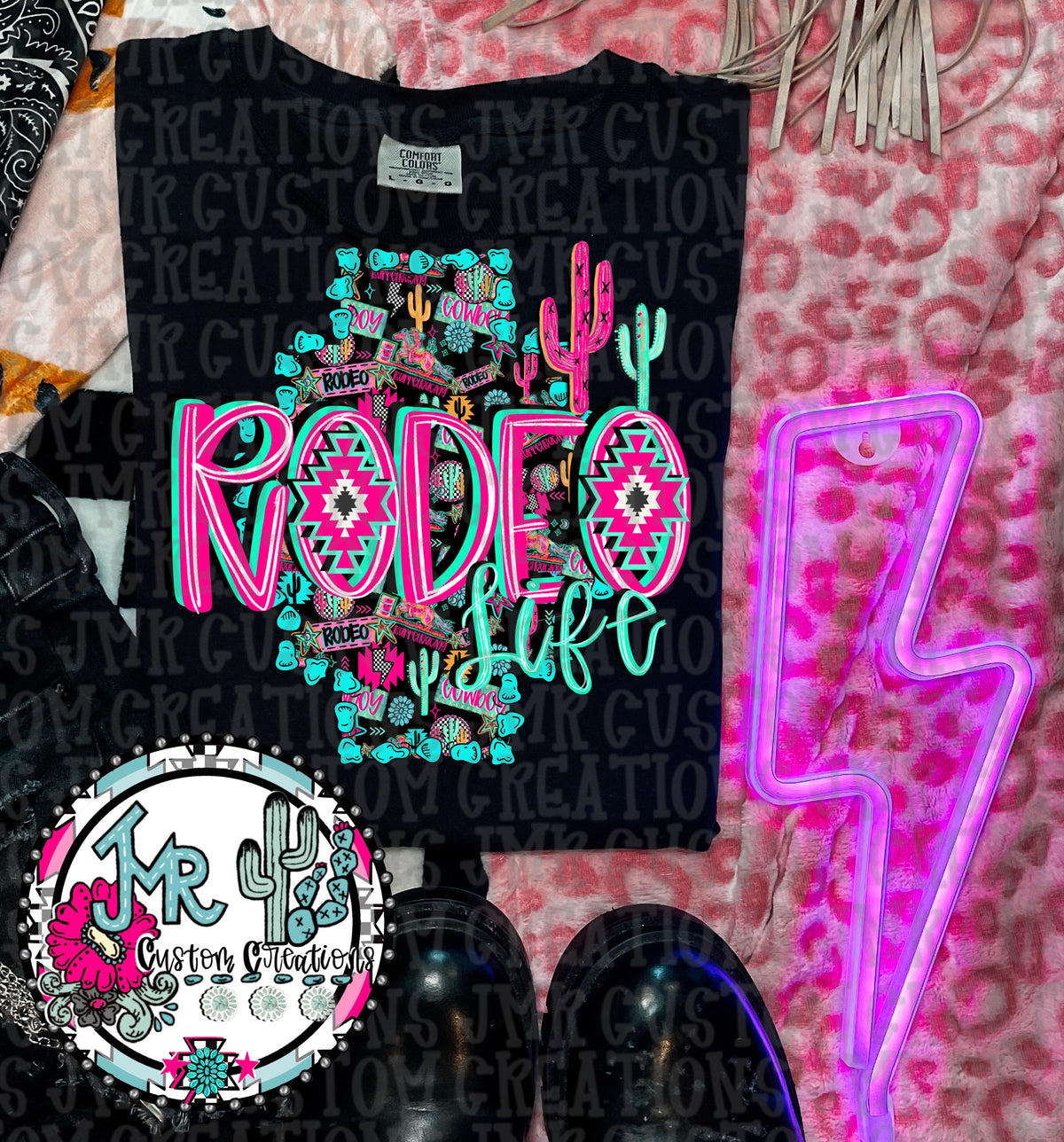Neon Rodeo Shirt Design Rodeo Life Western Neon DIGITAL Design PNG – JMR CUSTOM CREATIONS