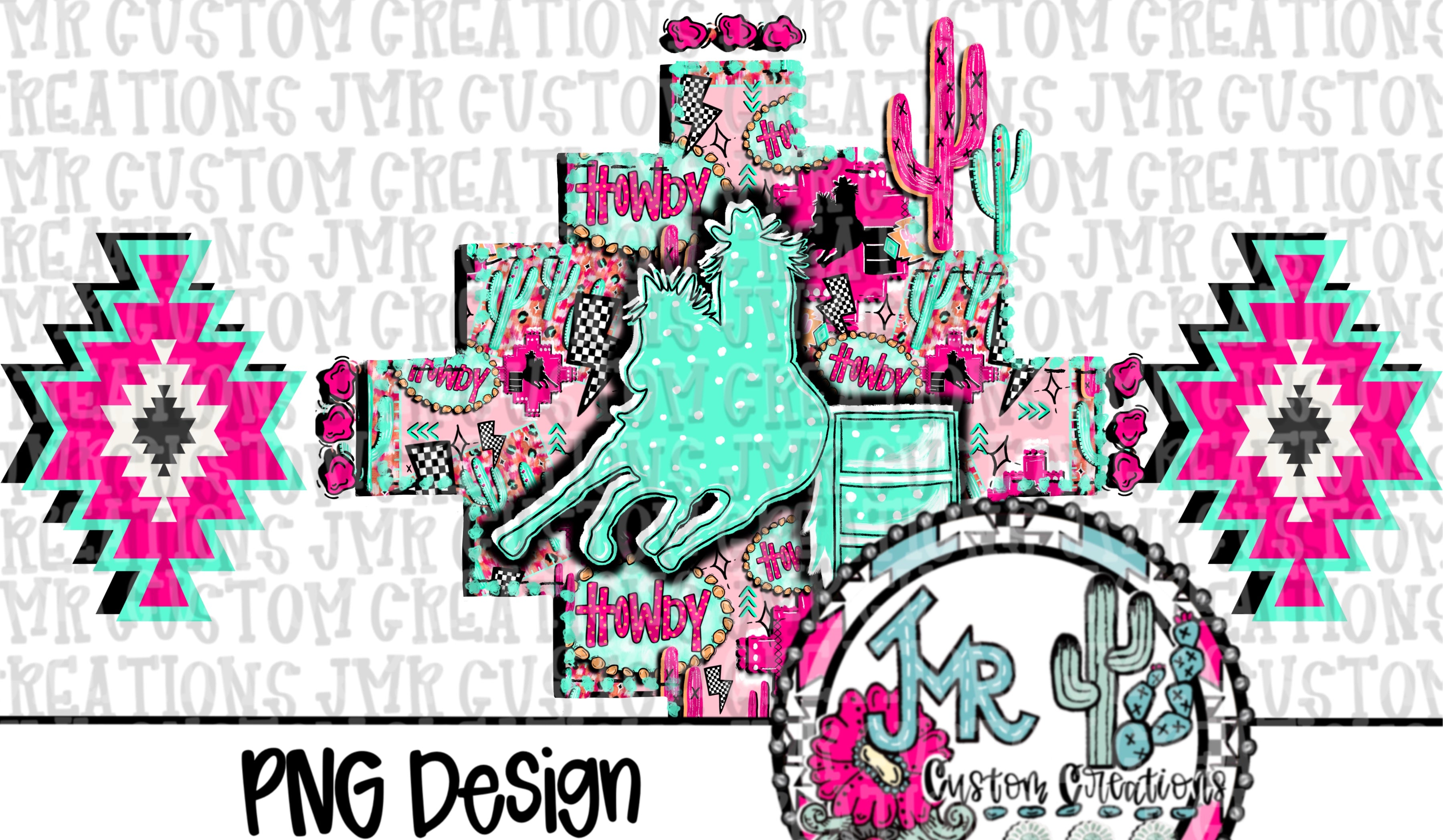Barrel Racer Western Aztec Neon DIGITAL Design PNG – JMR CUSTOM
