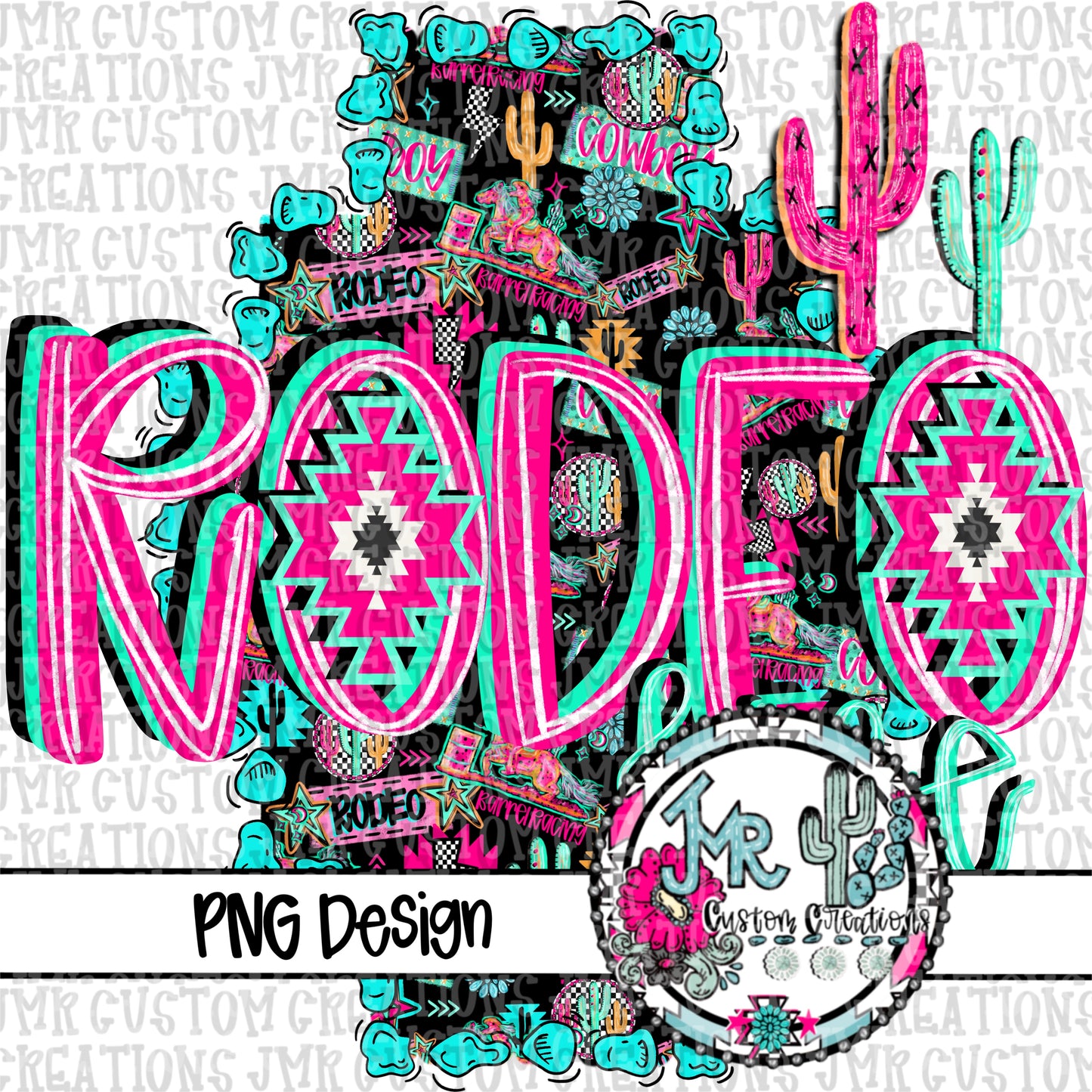 Rodeo Life Western Neon DIGITAL Design PNG