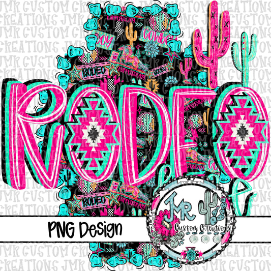 Rodeo Life Western Neon DIGITAL Design PNG