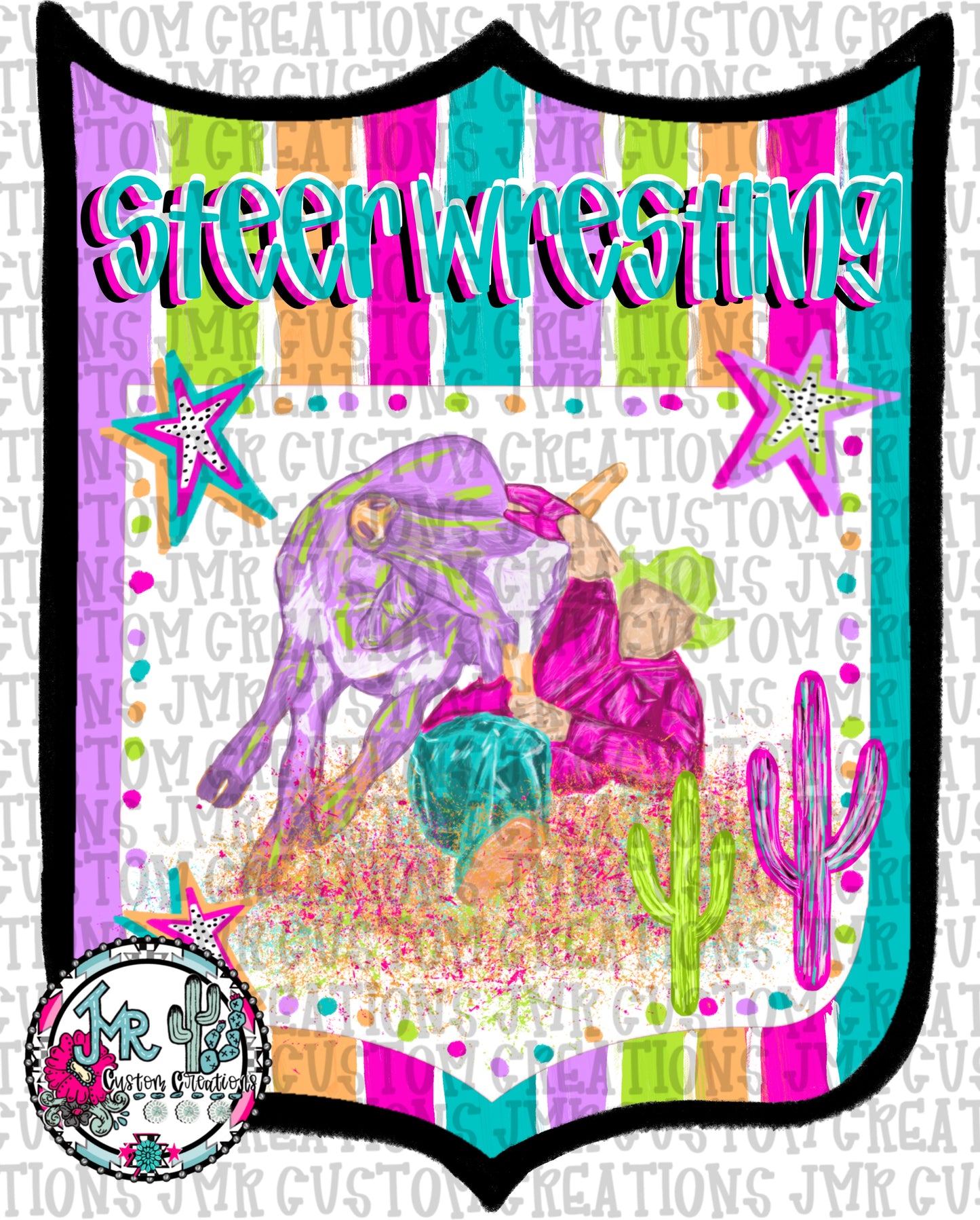 Steer Wrestling Western Rodeo Back Number  PNG  DIGITAL DESIGN