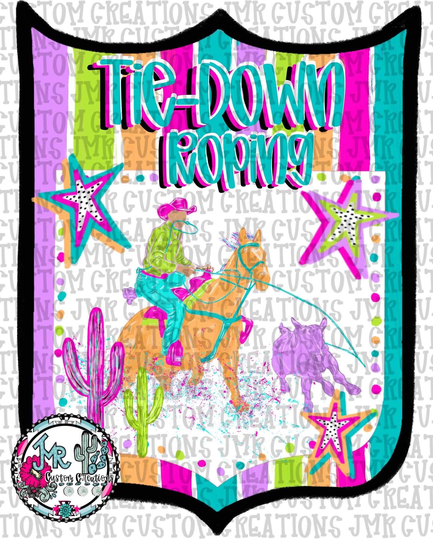 Tie-Down Roping Western Rodeo Back Number  PNG  DIGITAL DESIGN