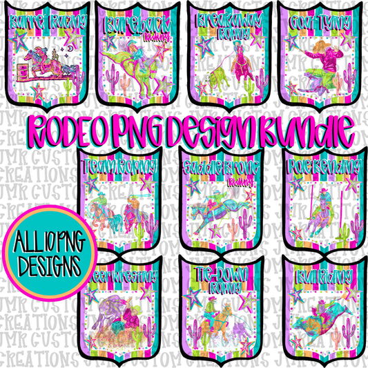 BUNDLE of ALL 10 Western Rodeo Back Number Event PNG  DIGITAL DESIGNS