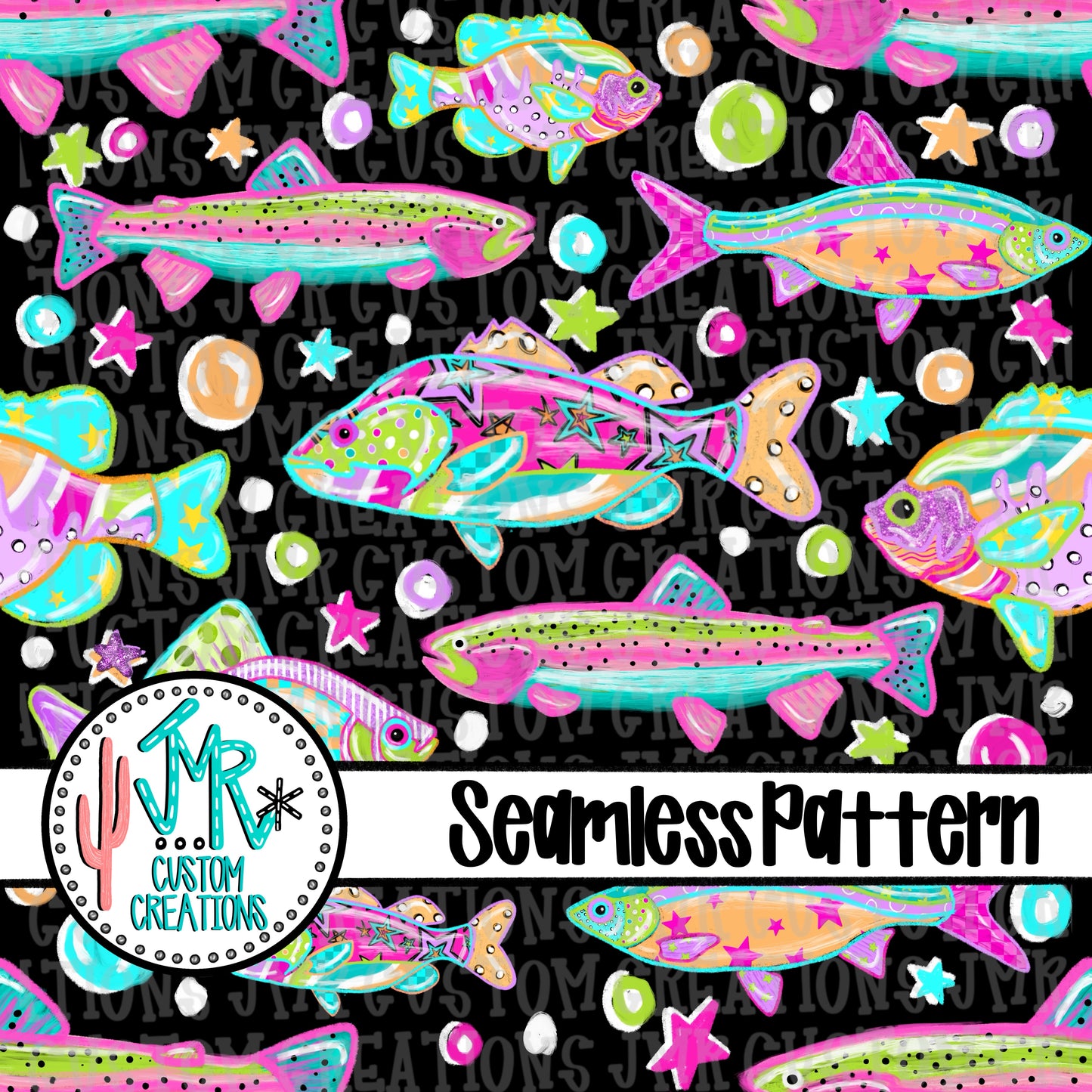 Bright Seamless Fish Pattern BUNDLE-7 colors