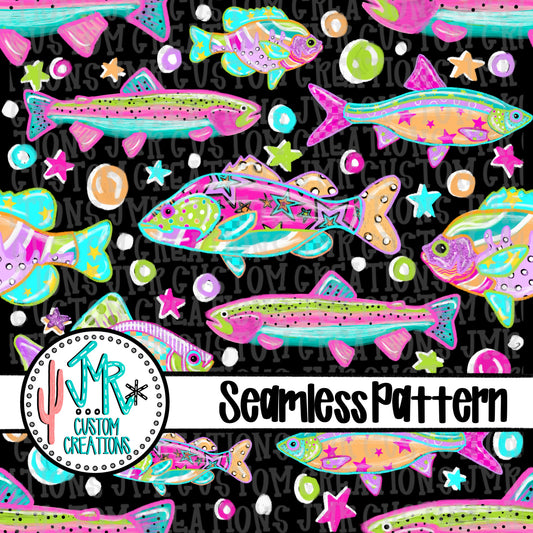 Bright Seamless Fish Pattern DIGITAL DESIGN
