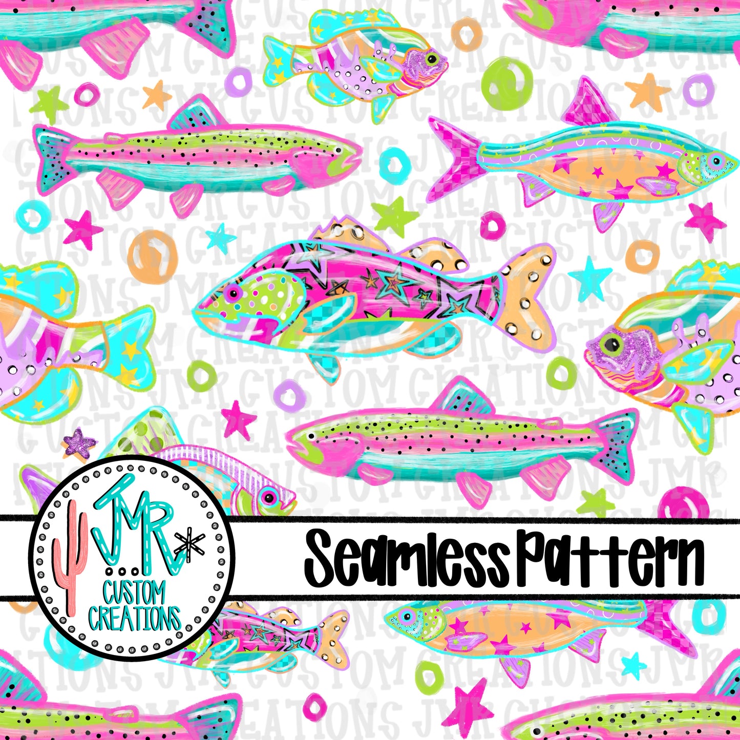 Bright Seamless Fish Pattern DIGITAL DESIGN