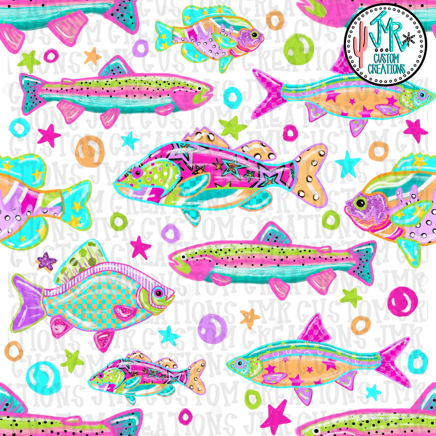 Bright Seamless Fish Pattern BUNDLE-7 colors