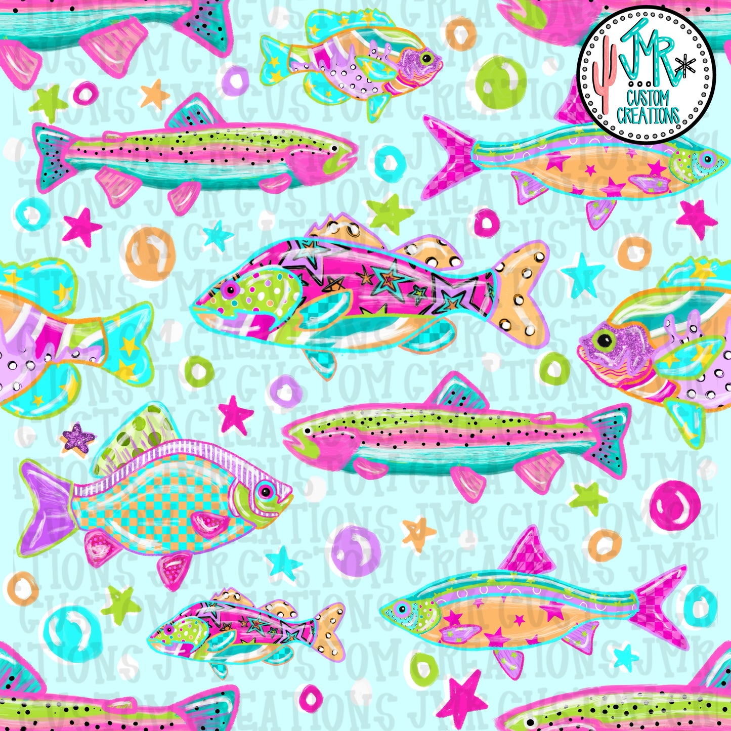 Bright Seamless Fish Pattern BUNDLE-7 colors