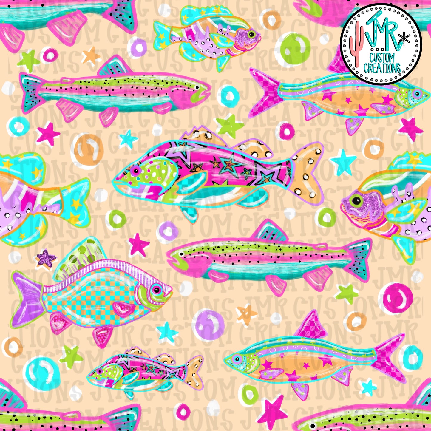 Bright Seamless Fish Pattern BUNDLE-7 colors