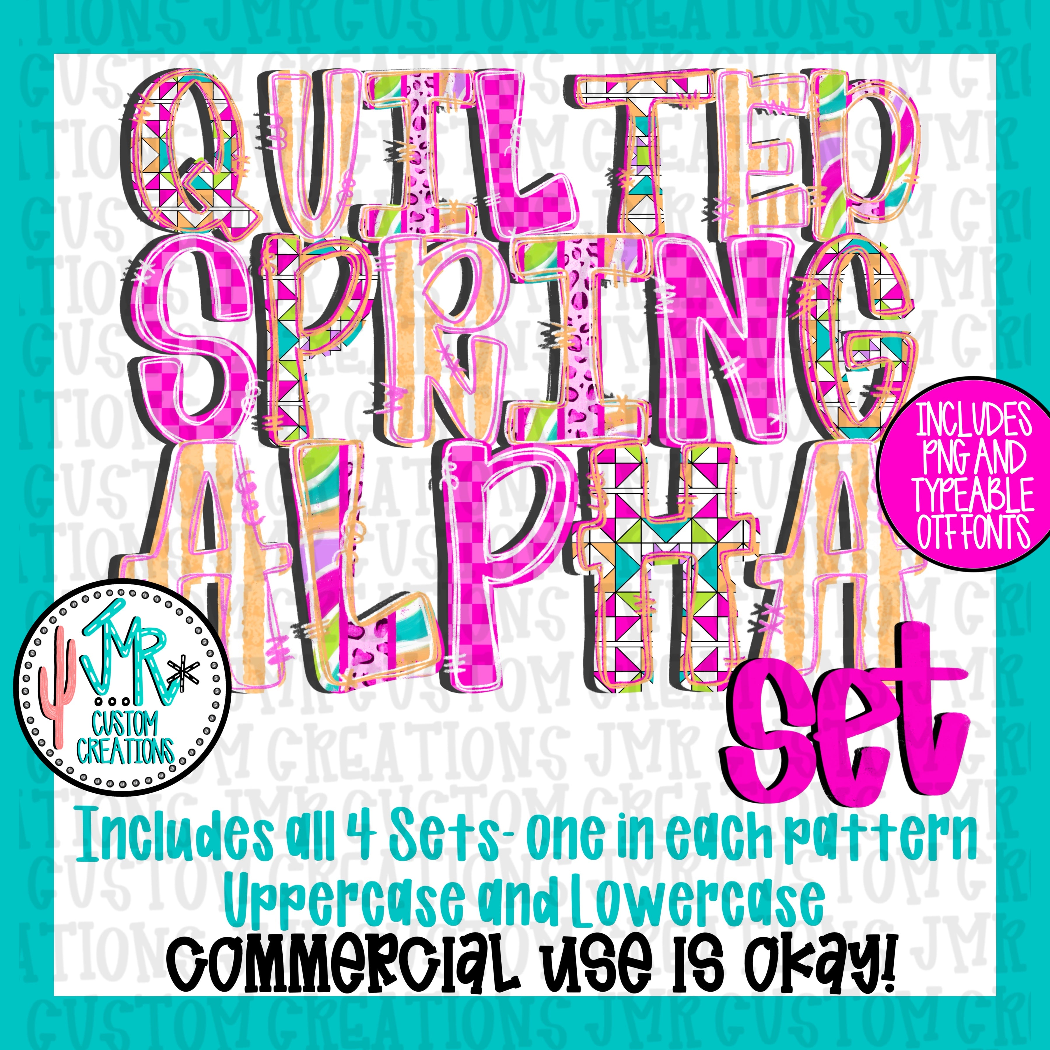 Typeable Images Quilted Spring Alpha Set WITH Typeable OTF Font – JMR CUSTOM CREATIONS
