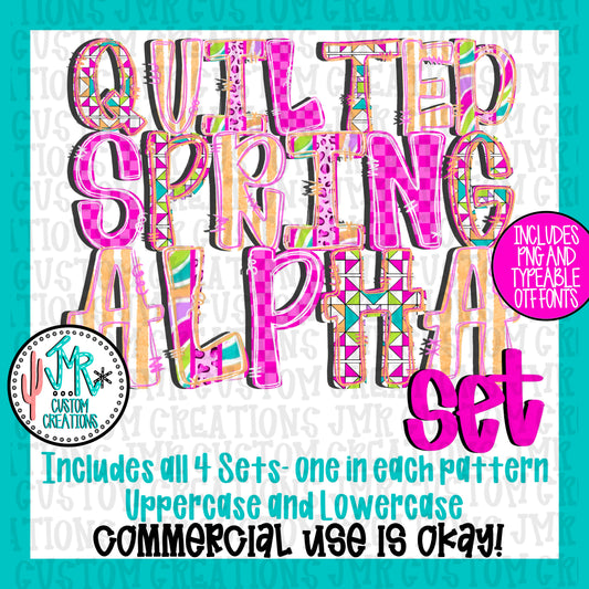 Quilted Spring Alpha Set WITH Typeable OTF Font