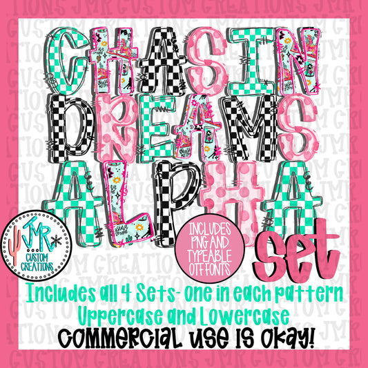 Chasin Dreams Alpha Set WITH Typeable OTF Font