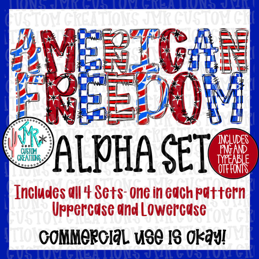 American Freedom Alpha Set WITH Typeable OTF Font