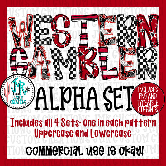Western Gambler Alpha Set WITH Typeable OTF Font