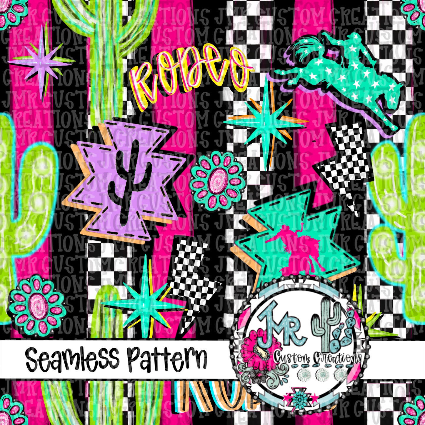 Western Neon Nights-Seamless Pattern DIGITAL DESIGN