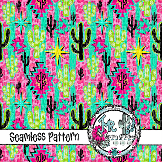 Western Summer Lovin’ -Teal Seamless Pattern DIGITAL DESIGN