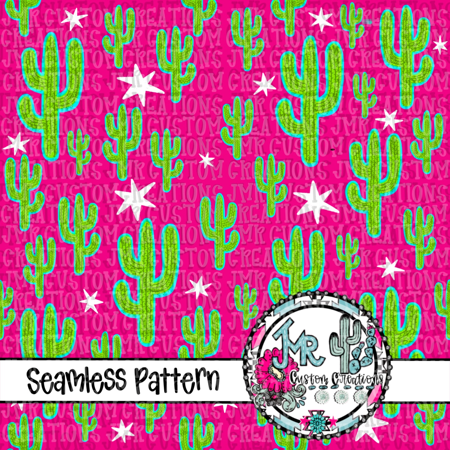 Neon Cactus Seamless Pattern DIGITAL DESIGN