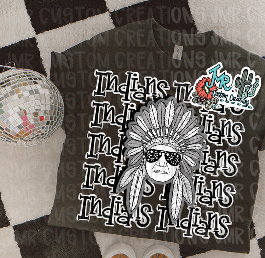 INDIANS Mascot School Spirit Digital Design