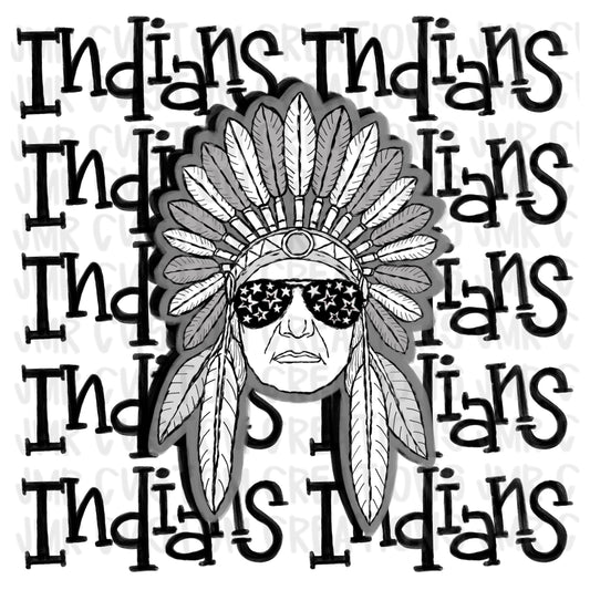 INDIANS Mascot School Spirit Digital Design