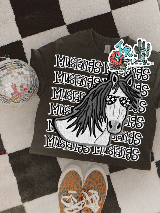 MUSTANGS  Mascot School Spirit Digital Design