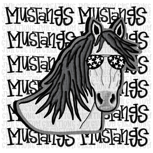 MUSTANGS  Mascot School Spirit Digital Design