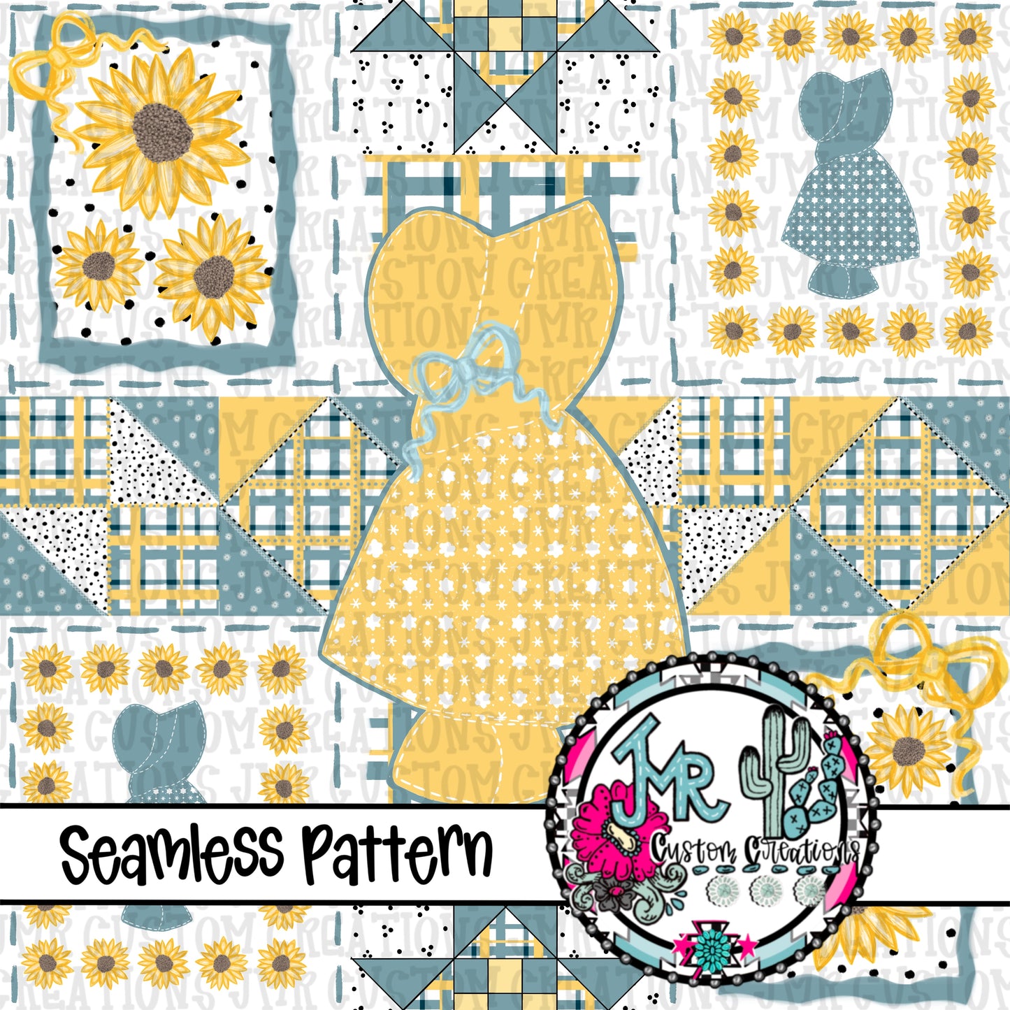 Sunbonnet Sue Quilted Seamless Pattern DIGITAL DESIGN-2 Patterns